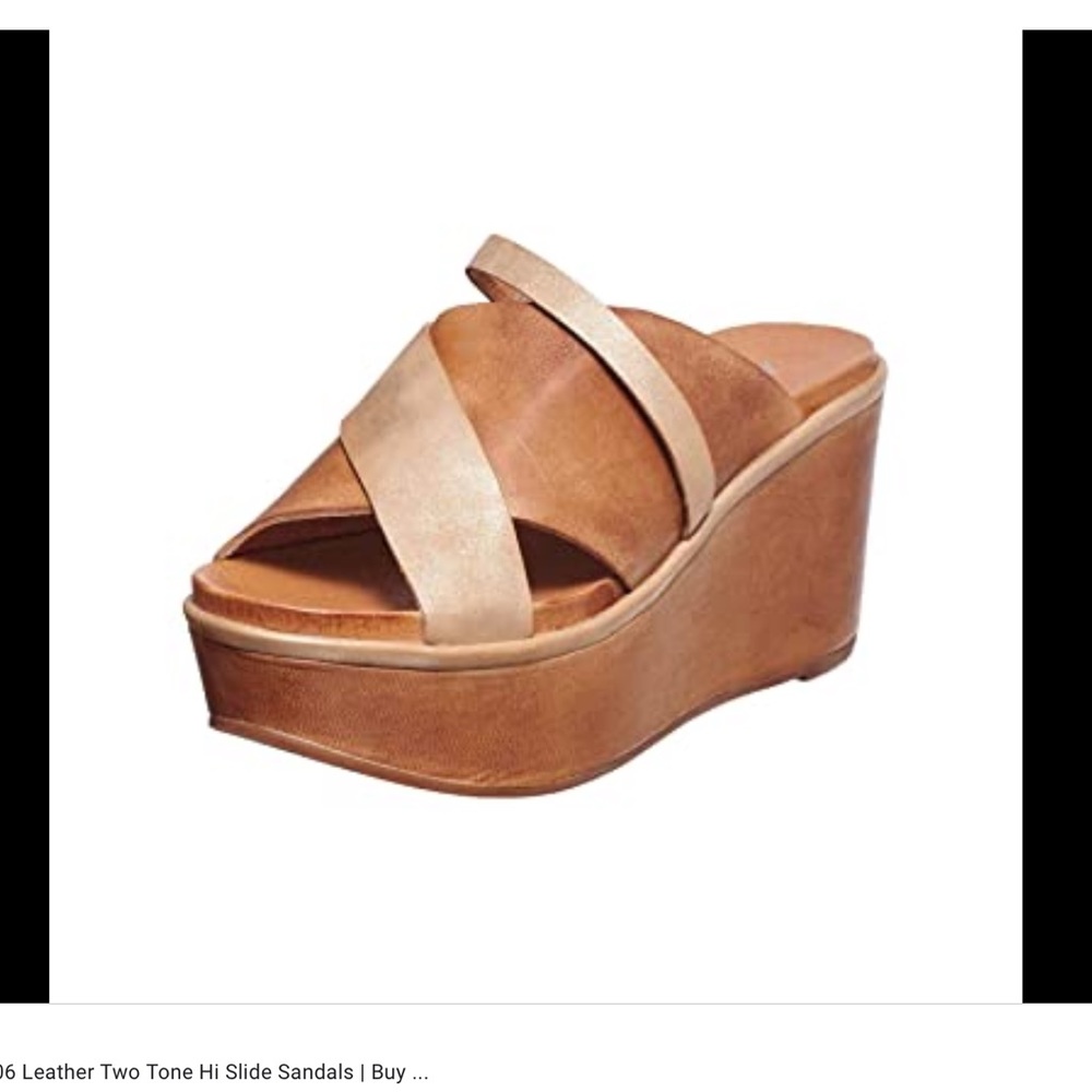 Antelope two tone hi slide taupe leather mules - Picture 2 of 2